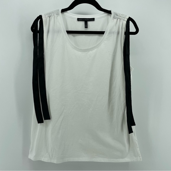 WHBM White House Black Market White Ribbon Tank Top Blouse M - Picture 1 of 5